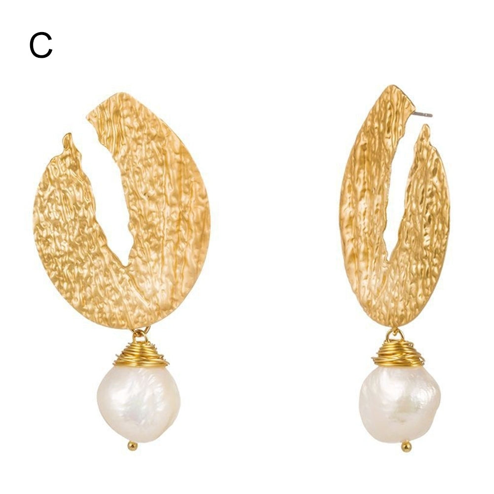 Fashion Irregular Faux Pearl Geometric Dangle Earrings Women Party Jewelry Gift Image 6