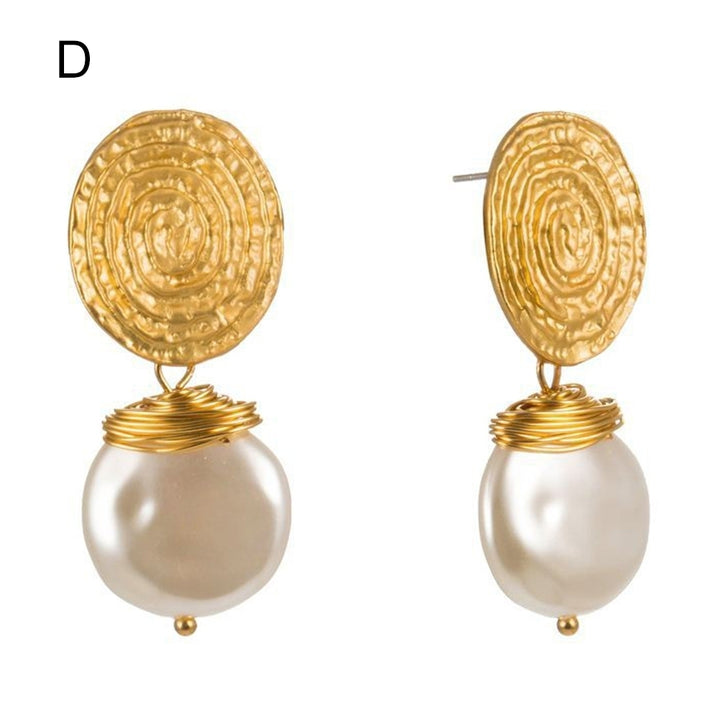 Fashion Irregular Faux Pearl Geometric Dangle Earrings Women Party Jewelry Gift Image 7