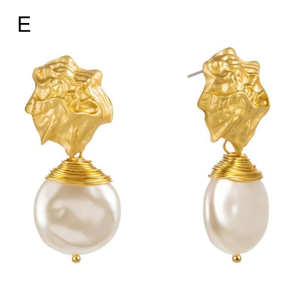 Fashion Irregular Faux Pearl Geometric Dangle Earrings Women Party Jewelry Gift Image 8