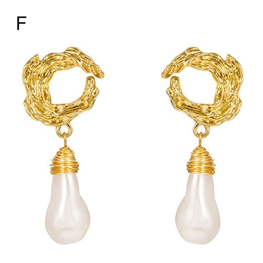 Fashion Irregular Faux Pearl Geometric Dangle Earrings Women Party Jewelry Gift Image 9