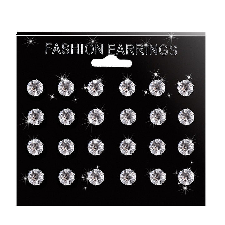 12/6 Pairs Classic Rose Shape Cubic Zirconia Stud Earrings Women Jewelry Set Image 4