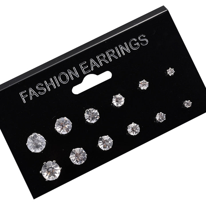 12/6 Pairs Classic Rose Shape Cubic Zirconia Stud Earrings Women Jewelry Set Image 6