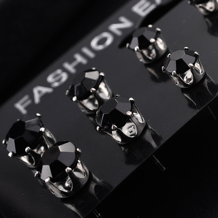 12/6 Pairs Classic Rose Shape Cubic Zirconia Stud Earrings Women Jewelry Set Image 7