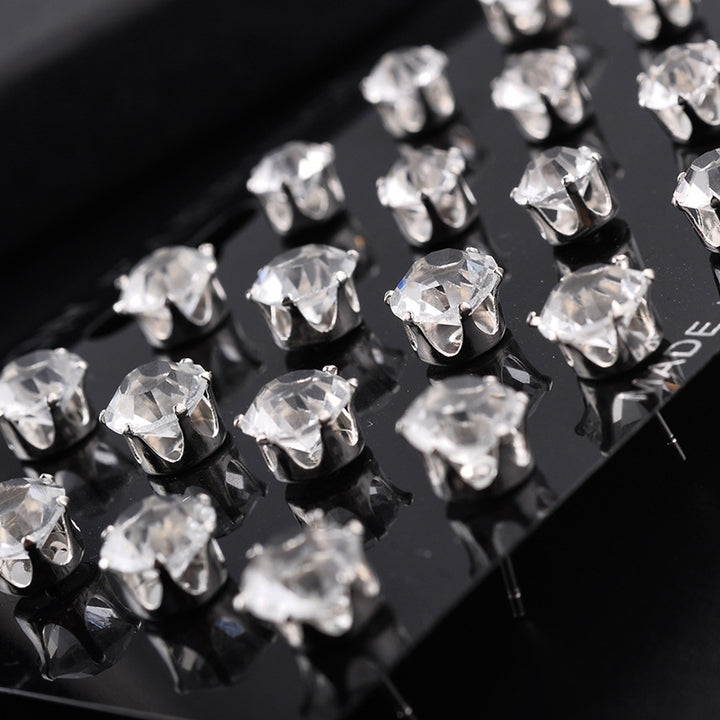 12/6 Pairs Classic Rose Shape Cubic Zirconia Stud Earrings Women Jewelry Set Image 8