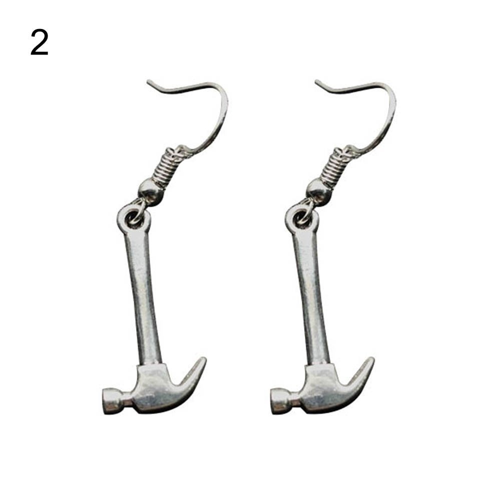 Creative Screwdriver Axe Hammer Charm Statement Hook Earrings Unisex Jewelry Image 3