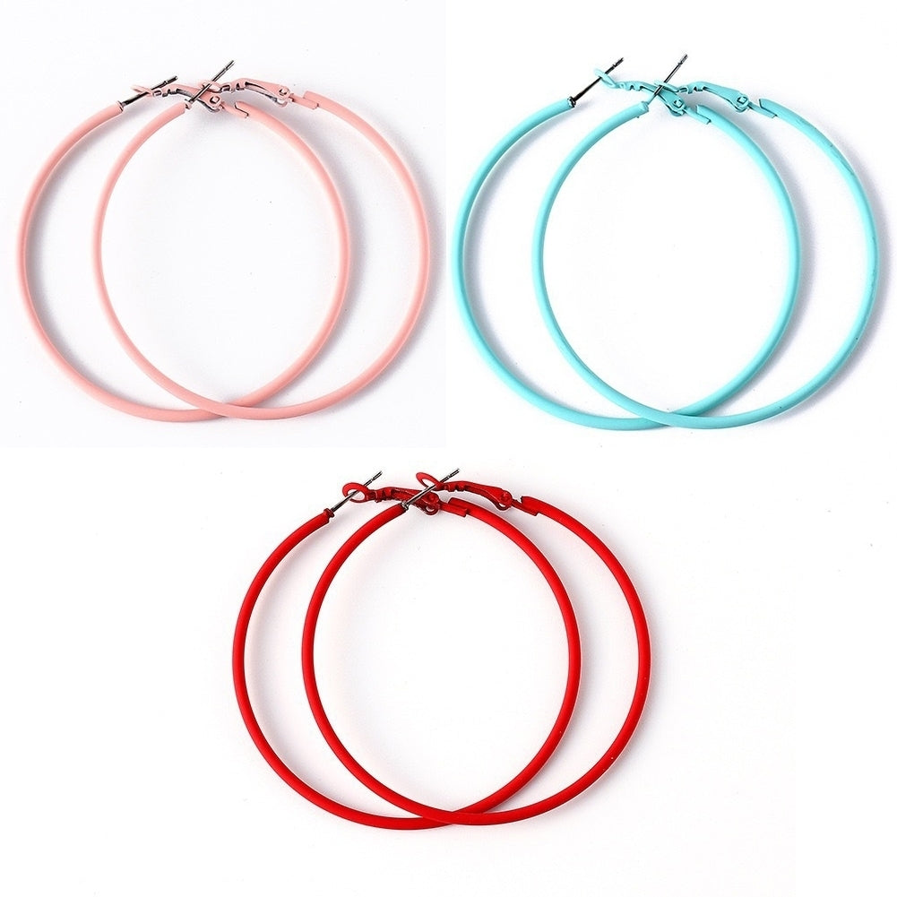 Creative Big Circle Charm Hoop Earrings Candy Color Women Party Jewelry Gifts Image 1