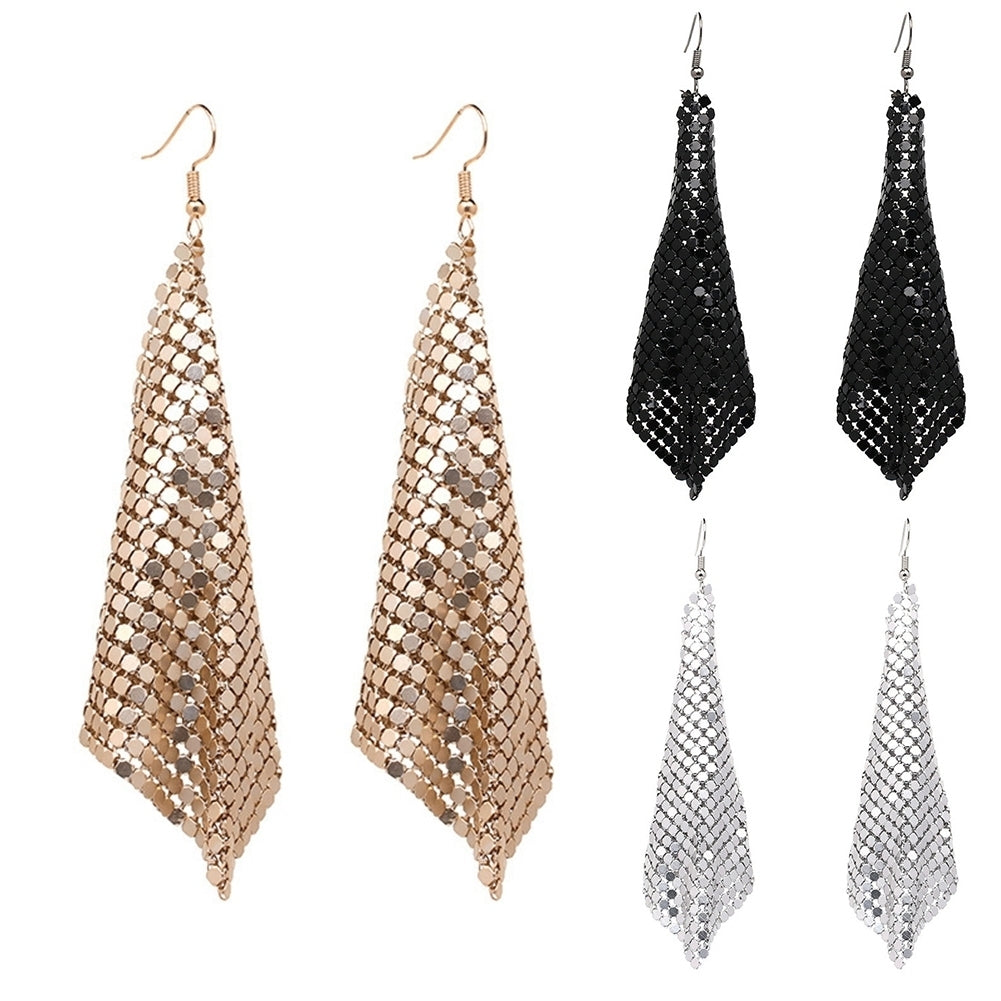 Women Fashion Square Sequins Tassel Dangle Drop Earrings Statement Jewelry Gift Image 1