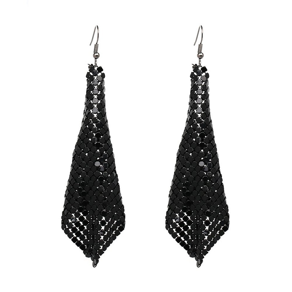 Women Fashion Square Sequins Tassel Dangle Drop Earrings Statement Jewelry Gift Image 2