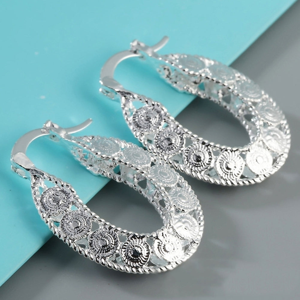 Exaggerated Women Hollow Hoop Earrings Engagement Wedding Bride Jewelry Gifts Image 3