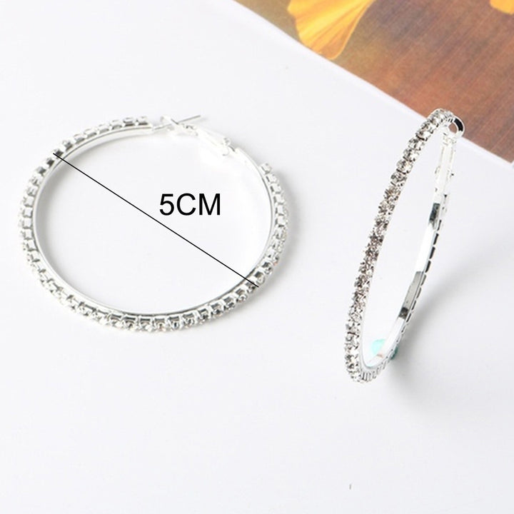 Elegant Big Circle Round Hoop Earrings Women Rhinestone Inlaid Wedding Jewelry Image 12