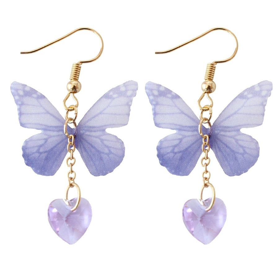 Party Elegant Women Butterfly Heart Long Dangle Hook Earrings Jewelry Gift Image 1