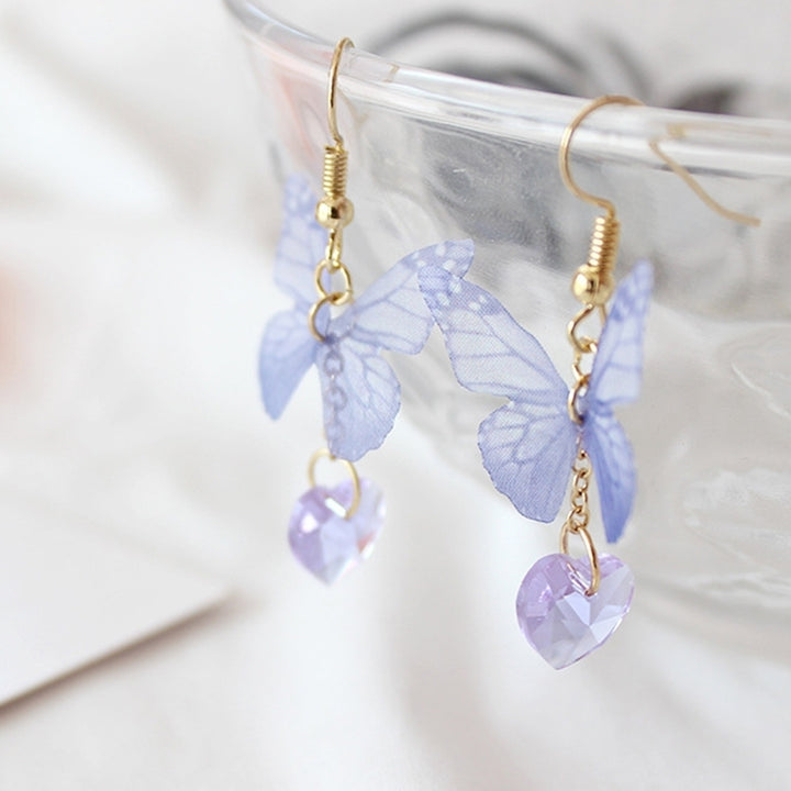 Party Elegant Women Butterfly Heart Long Dangle Hook Earrings Jewelry Gift Image 2