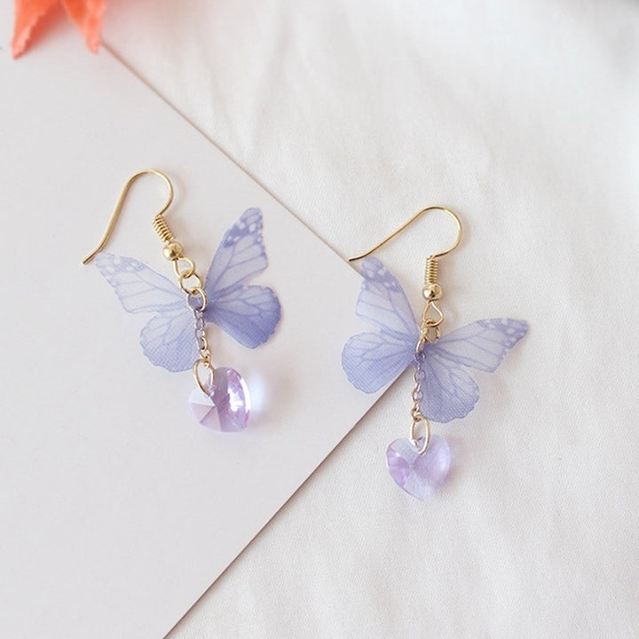 Party Elegant Women Butterfly Heart Long Dangle Hook Earrings Jewelry Gift Image 4