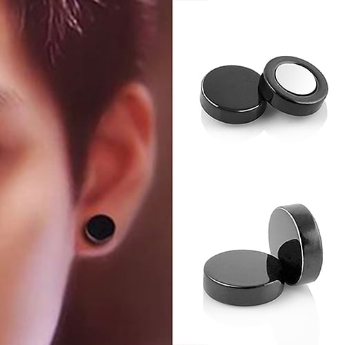 1 Pair Mens Non Piercing Ear Stud Clip On Round Magnetic Earrings Jewelry Image 8