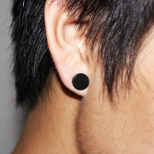 1 Pair Mens Non Piercing Ear Stud Clip On Round Magnetic Earrings Jewelry Image 9