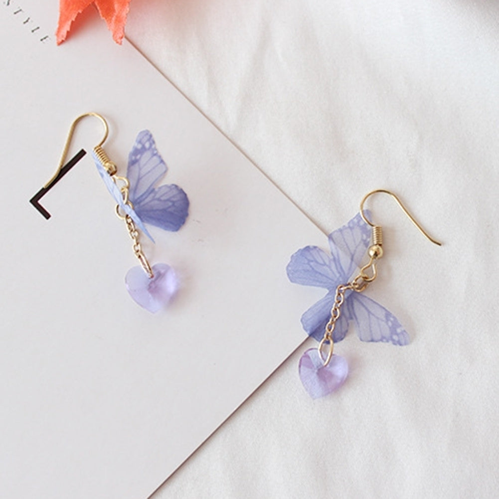 Party Elegant Women Butterfly Heart Long Dangle Hook Earrings Jewelry Gift Image 9