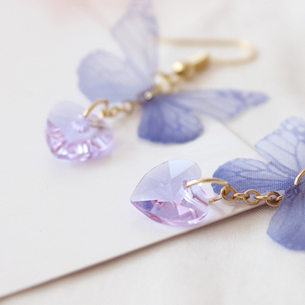 Party Elegant Women Butterfly Heart Long Dangle Hook Earrings Jewelry Gift Image 12