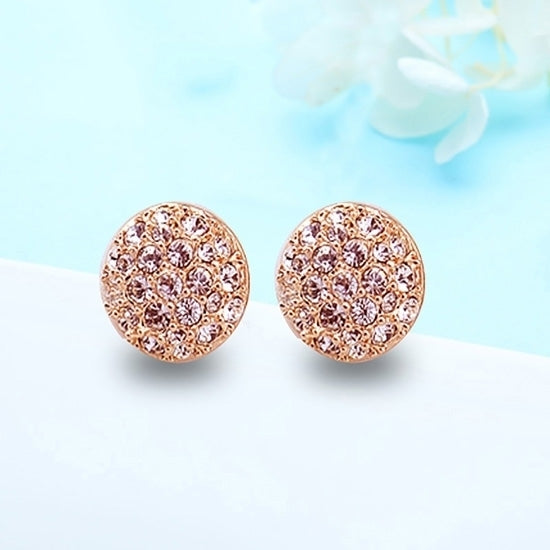 Fashion Womens Rhinestone Inlaid Round Ear Studs Alloy Earrings Jewelry Gift Image 4