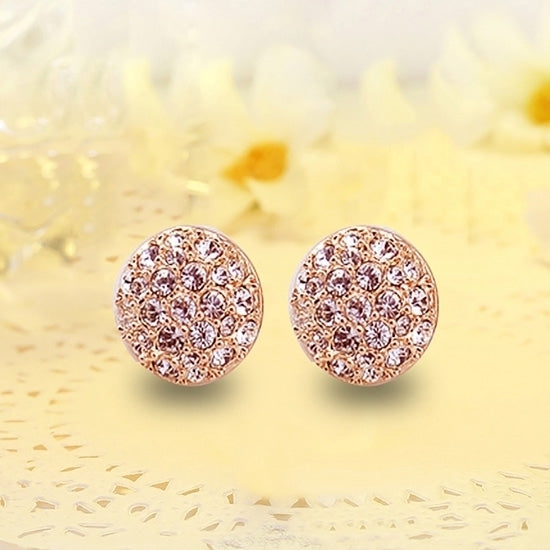 Fashion Womens Rhinestone Inlaid Round Ear Studs Alloy Earrings Jewelry Gift Image 4