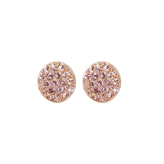 Fashion Womens Rhinestone Inlaid Round Ear Studs Alloy Earrings Jewelry Gift Image 6