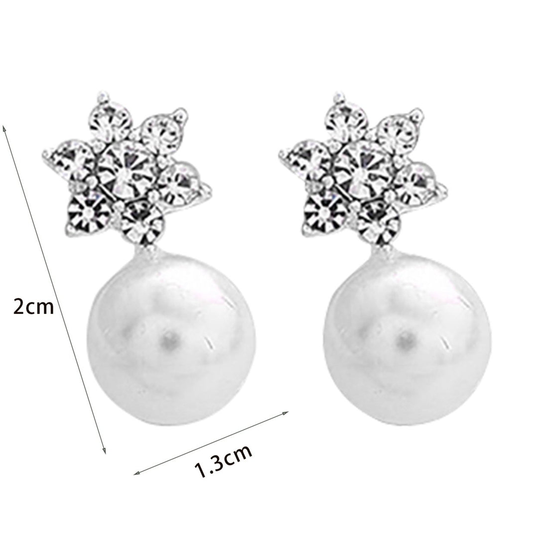 1 Pair Cute Snowflake Shape Faux Pearl Earring for Banquet Image 4