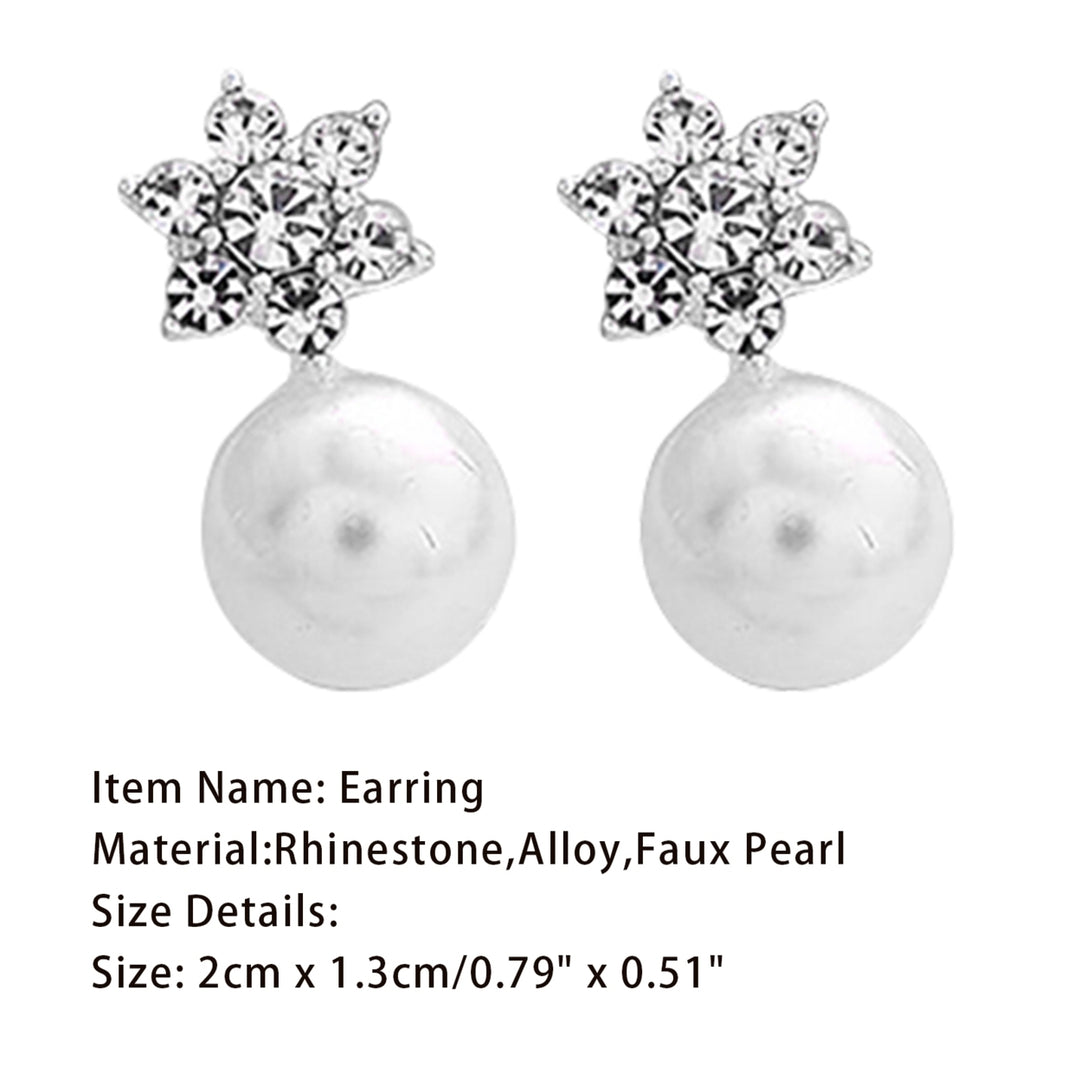 1 Pair Cute Snowflake Shape Faux Pearl Earring for Banquet Image 9
