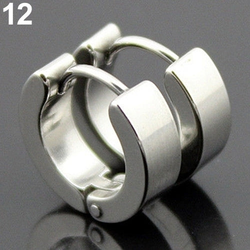 Men Women Fashion Punk Gothic Stainless Steel Hoop Stud Earrings Jewelry Image 3