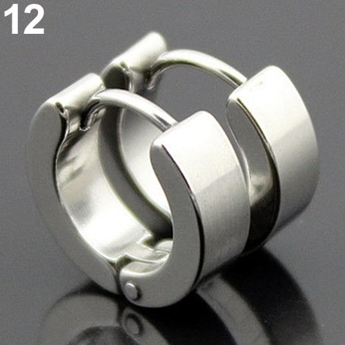 Men Women Fashion Punk Gothic Stainless Steel Hoop Stud Earrings Jewelry Image 1