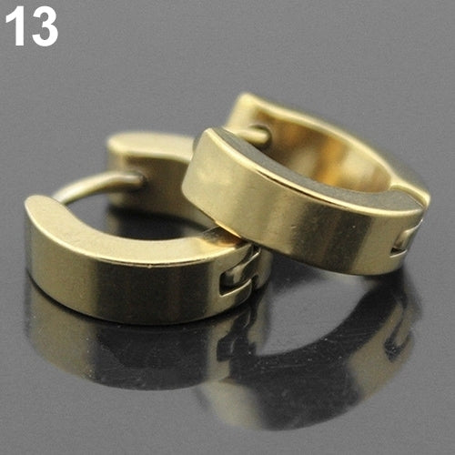 Men Women Fashion Punk Gothic Stainless Steel Hoop Stud Earrings Jewelry Image 4