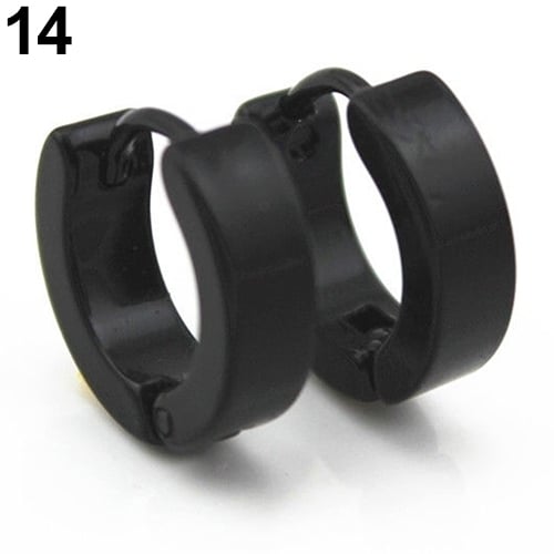 Men Women Fashion Punk Gothic Stainless Steel Hoop Stud Earrings Jewelry Image 4