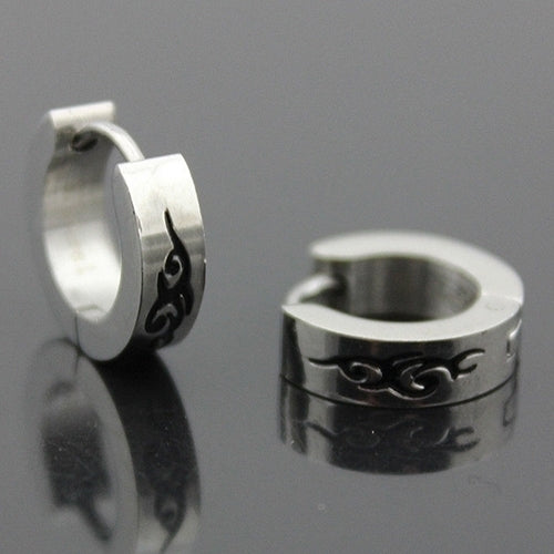 Men Women Fashion Punk Gothic Stainless Steel Hoop Stud Earrings Jewelry Image 7