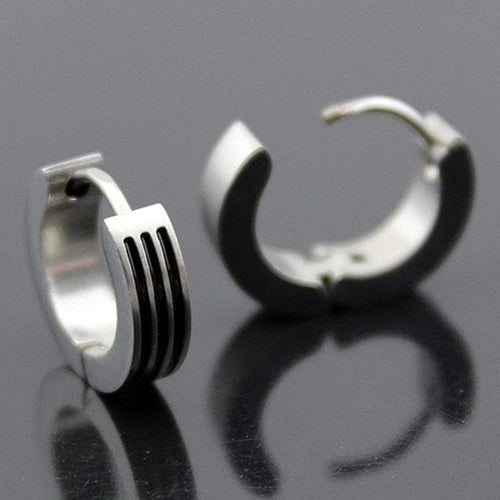 Men Women Fashion Punk Gothic Stainless Steel Hoop Stud Earrings Jewelry Image 10