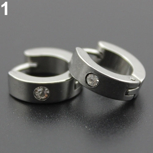 Men Women Fashion Punk Gothic Stainless Steel Hoop Stud Earrings Jewelry Image 12