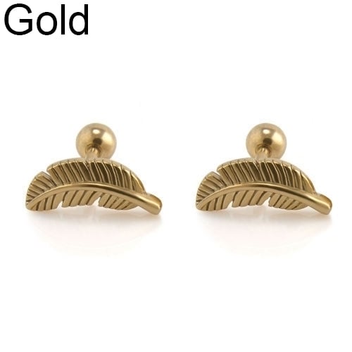 1Pair 16G Women Feather Barbell Bar Ear Cartilage Stud Earring Piercing Jewelry Image 8