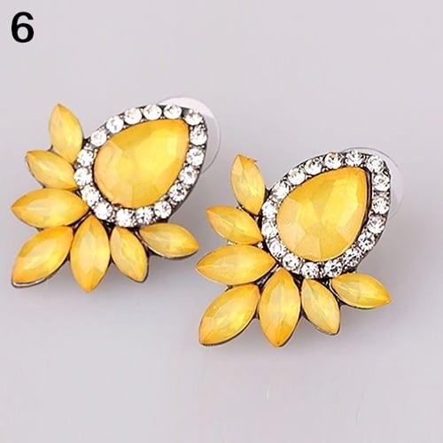 1 Pair Fashion Women Flower Shape Rhinestone Ear Stud Earrings Jewelry Gift Image 1