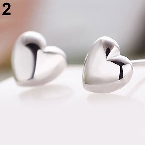 1 Pair Fashion Women Cute Small Heart Charm Ear Stud Earrings Jewelry Xmas Gift Image 6