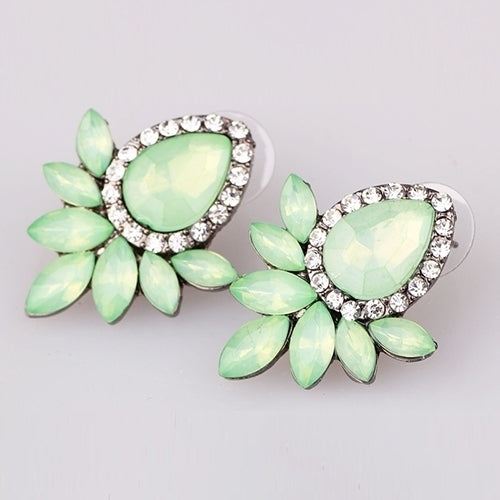 1 Pair Fashion Women Flower Shape Rhinestone Ear Stud Earrings Jewelry Gift Image 12