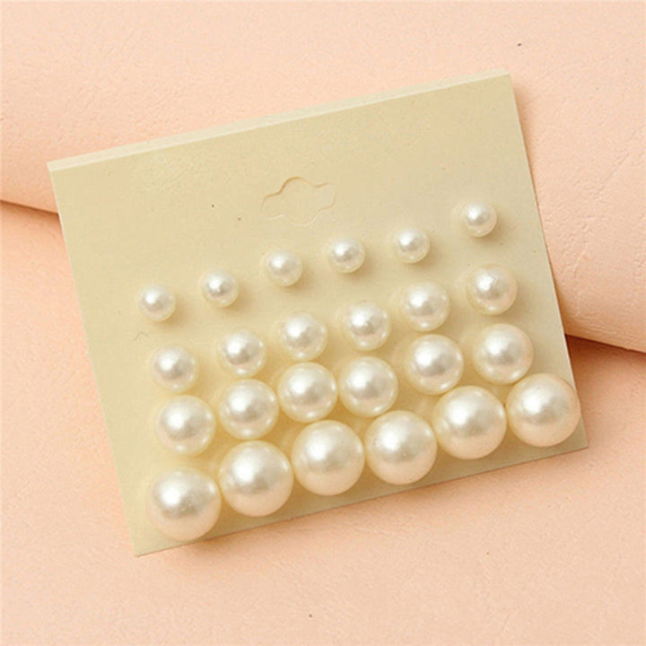 12 Pairs Attractive Elegant Faux Pearl All-match Ear Stud for Party Image 2