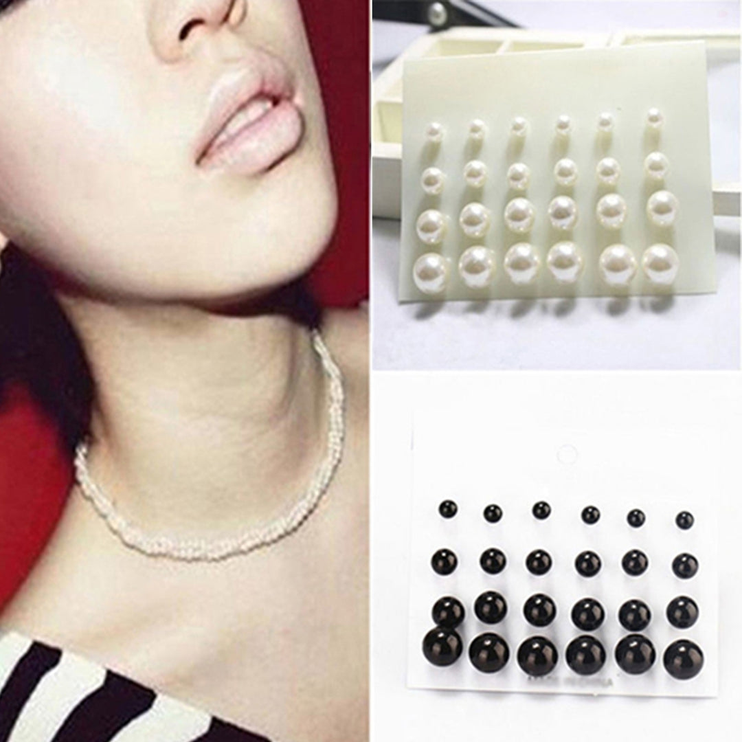 12 Pairs Attractive Elegant Faux Pearl All-match Ear Stud for Party Image 6