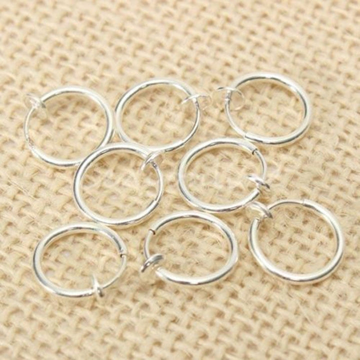 8 Pcs Non-Piercing Fake Spring Septum Nose Hoop Lip Ear Ring Clip On Jewelry Image 1