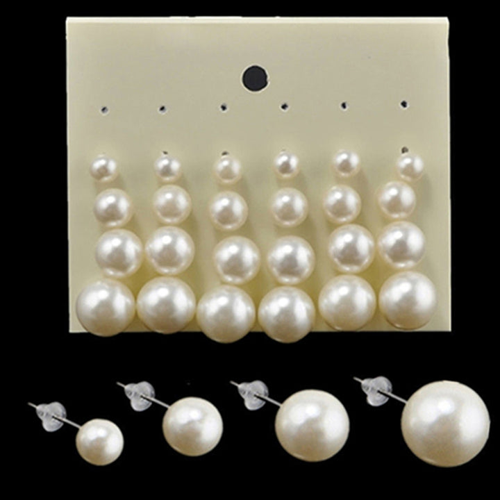 12 Pairs Attractive Elegant Faux Pearl All-match Ear Stud for Party Image 7