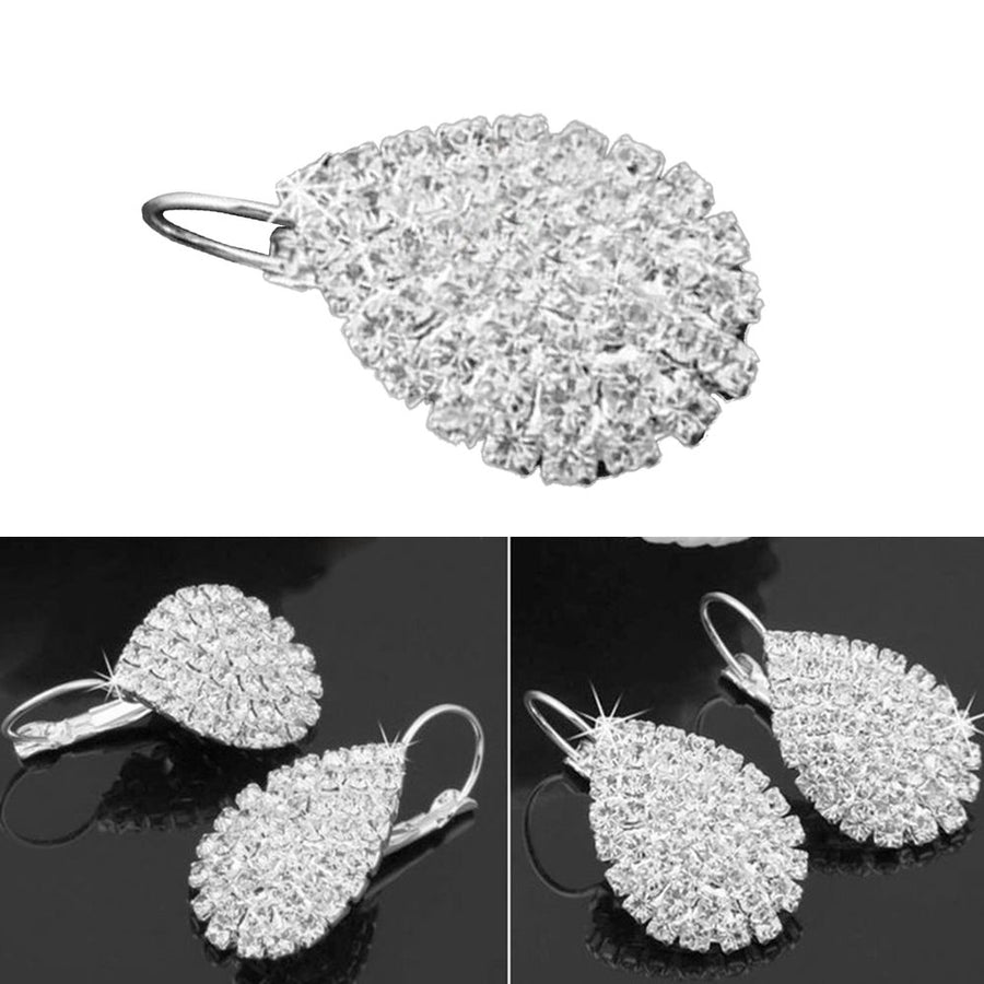 Women Fashion Luxury Shiny Rhinestone Waterdrop Pendant Earrings Jewelry Image 1