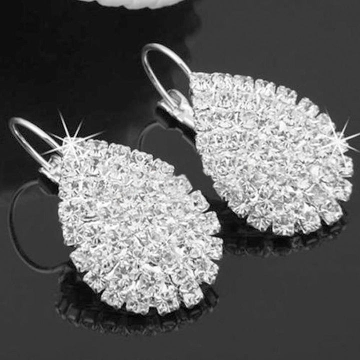 Women Fashion Luxury Shiny Rhinestone Waterdrop Pendant Earrings Jewelry Image 2