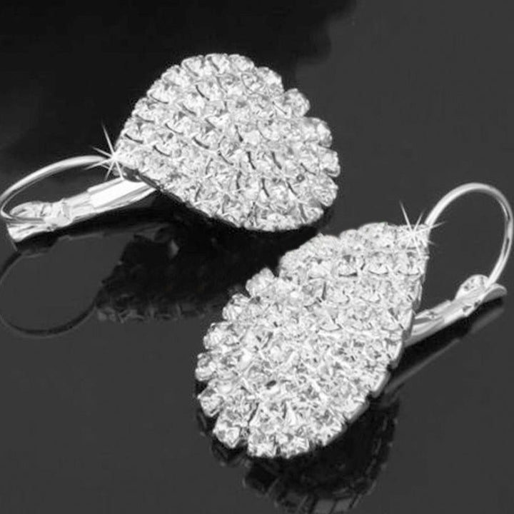 Women Fashion Luxury Shiny Rhinestone Waterdrop Pendant Earrings Jewelry Image 4