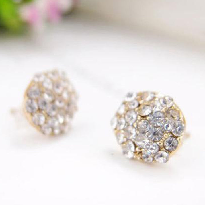 Circle Full Rhinestone Inlaid Ear Stud Women Elegant Earrings Banquet Jewelry Image 6