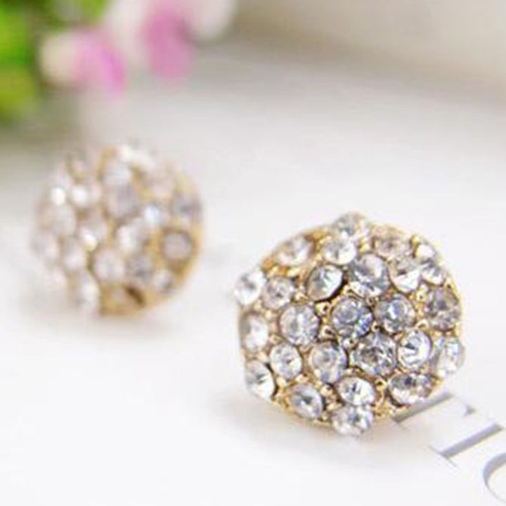 Circle Full Rhinestone Inlaid Ear Stud Women Elegant Earrings Banquet Jewelry Image 7