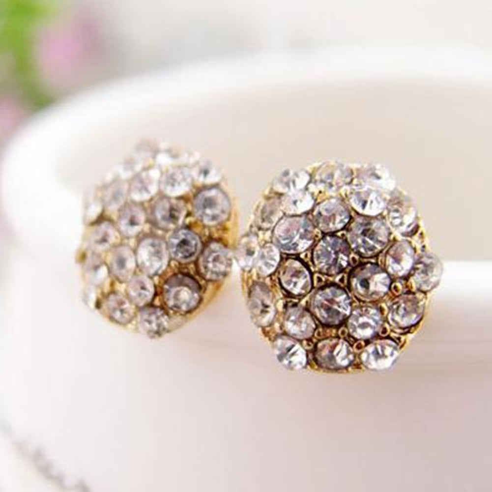 Circle Full Rhinestone Inlaid Ear Stud Women Elegant Earrings Banquet Jewelry Image 8