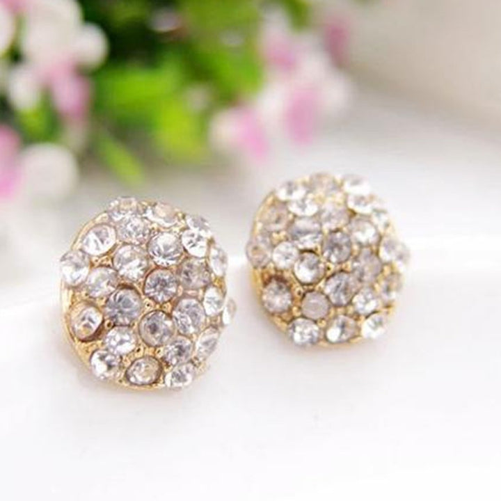 Circle Full Rhinestone Inlaid Ear Stud Women Elegant Earrings Banquet Jewelry Image 9