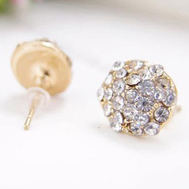 Circle Full Rhinestone Inlaid Ear Stud Women Elegant Earrings Banquet Jewelry Image 10