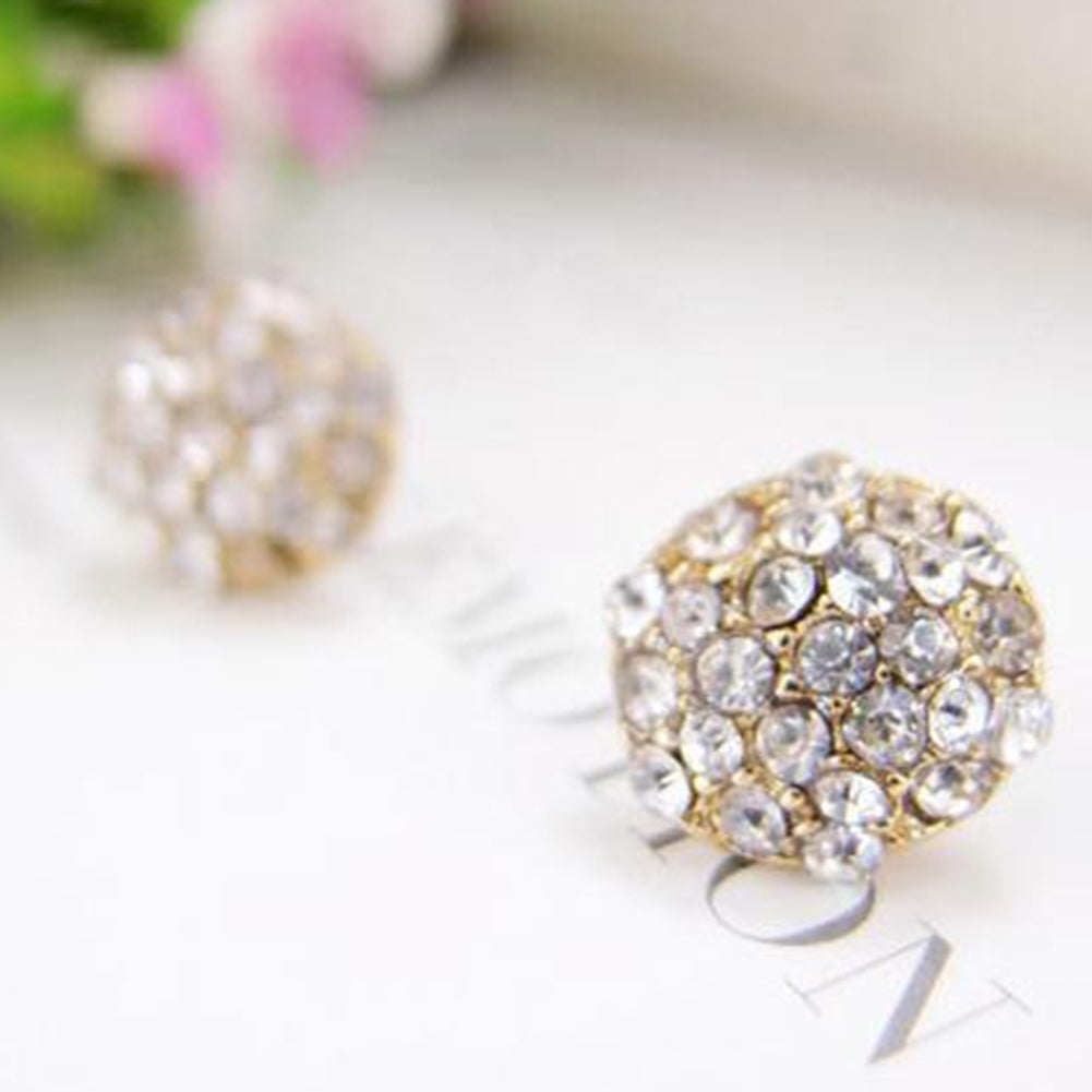 Circle Full Rhinestone Inlaid Ear Stud Women Elegant Earrings Banquet Jewelry Image 12